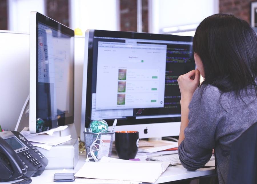 Woman Using Imac